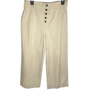 TRADEMARK Women’s Button Front Paperbag Waist Cropped Wideleg Pant